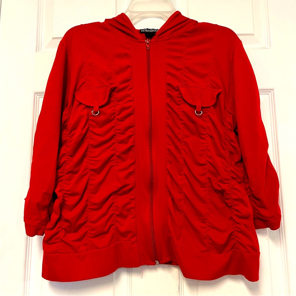Red Rouched Hoodie